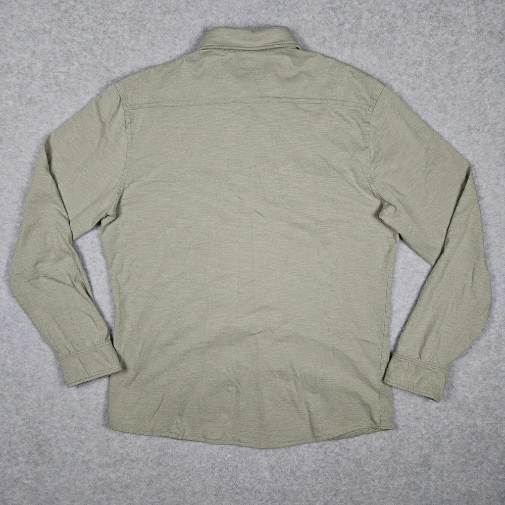 Faherty Seasons Men's XL Gray Green Button Front Shirt Organic Cotton Workshirt